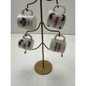 VTG Ganz Mini Mug Christmas Tree Ornament Set 4 Miniature Porcelain Holiday Cup